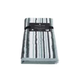 London Fog, Yarn-Dye Stripe Hand Towel, 16x28, 2pk, Green