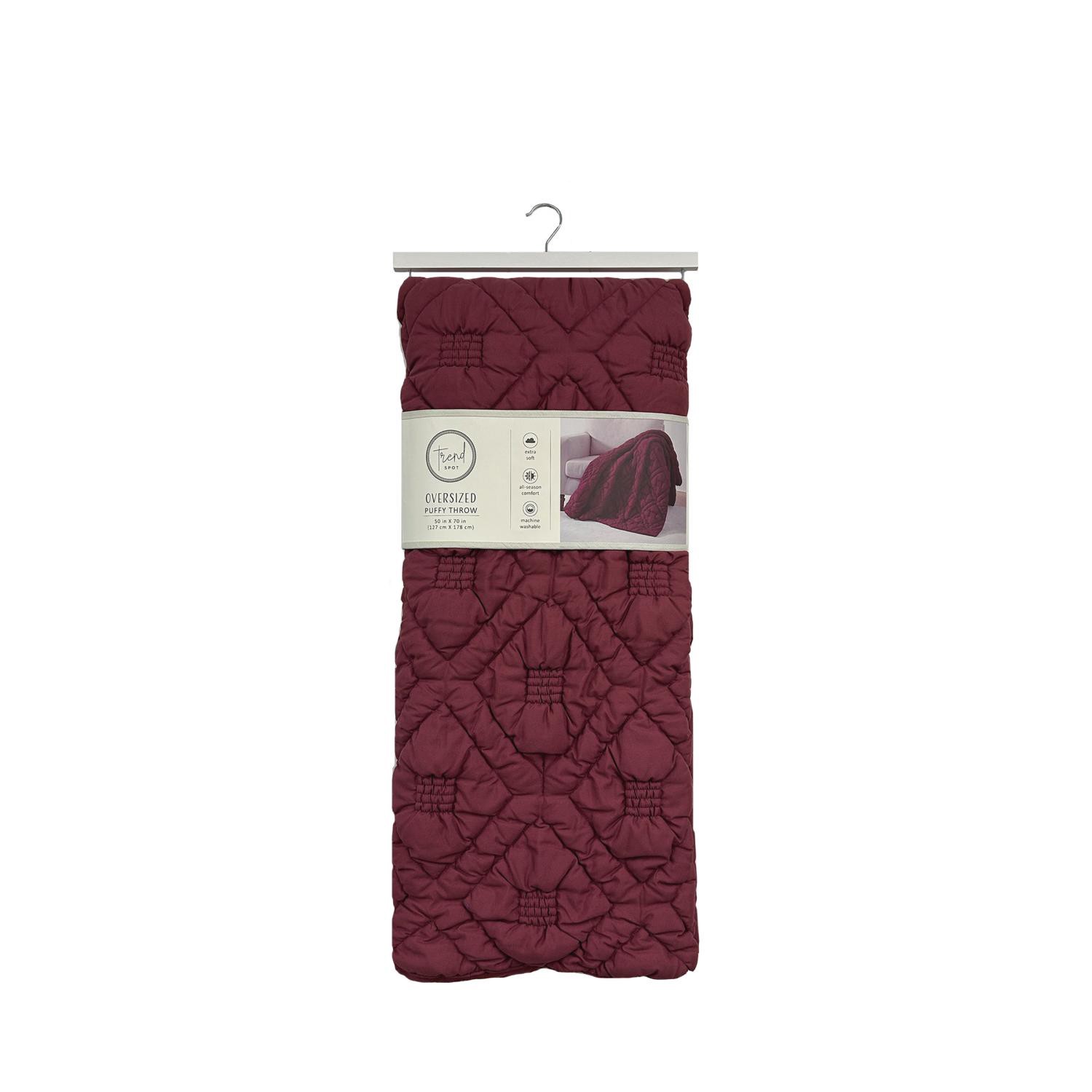 slide 1 of 4, Trend Spot Puffy Throw -Maroon, 1 ct