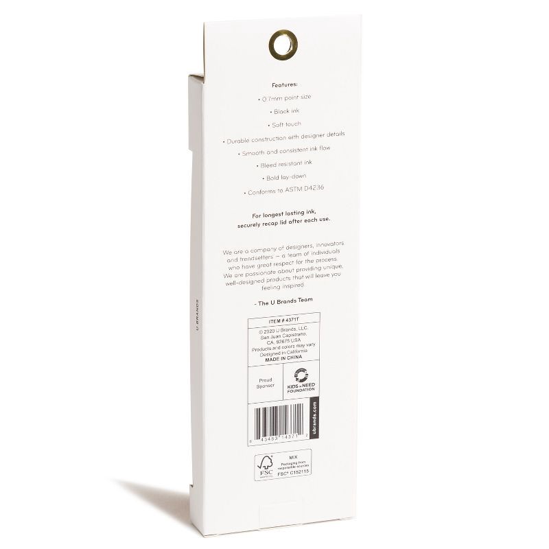 slide 2 of 6, U Brands 3ct Soft Touch Felt Tip Pens - Rose Gold Accents: 0.7mm Black Ink, Journaling & Cute Pens, Stationery Set, 3 ct