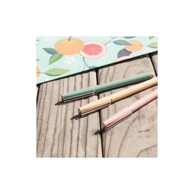 slide 5 of 6, U Brands 3ct Soft Touch Felt Tip Pens - Rose Gold Accents: 0.7mm Black Ink, Journaling & Cute Pens, Stationery Set, 3 ct