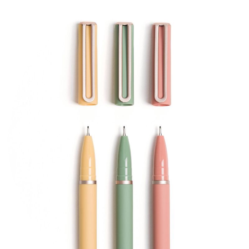 slide 6 of 6, U Brands 3ct Soft Touch Felt Tip Pens - Rose Gold Accents: 0.7mm Black Ink, Journaling & Cute Pens, Stationery Set, 3 ct