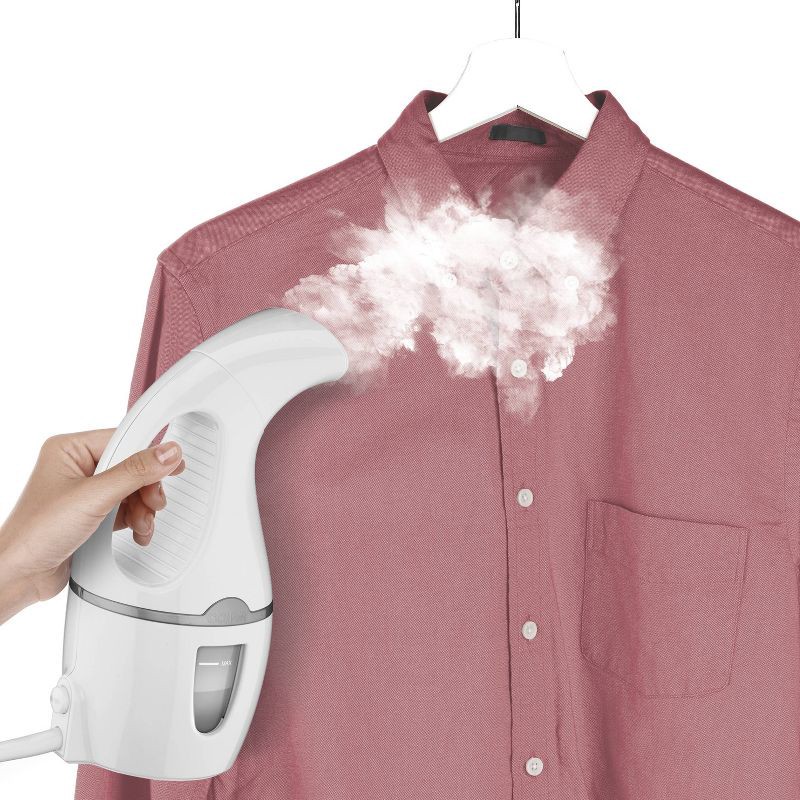 slide 3 of 7, Conair Portable Garment Steamer White GS2WB: Travel-Size Handheld Steamer for Clothes, 1100W, 5-Min Steam, 8' Cord, 1 ct