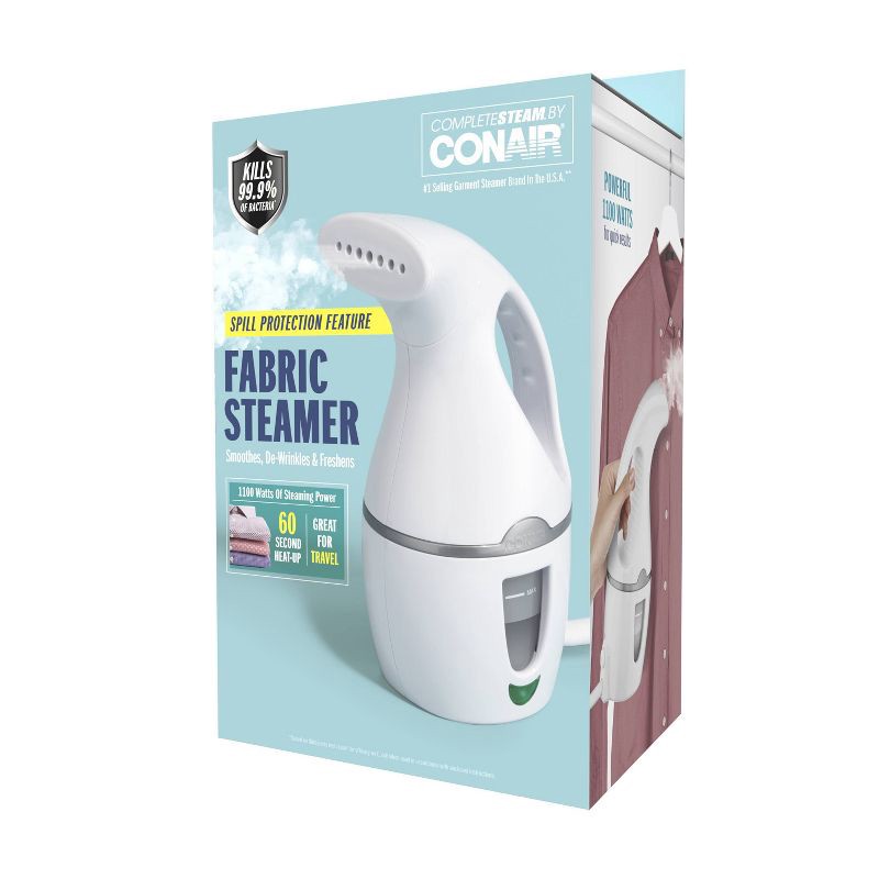 slide 5 of 7, Conair Portable Garment Steamer White GS2WB: Travel-Size Handheld Steamer for Clothes, 1100W, 5-Min Steam, 8' Cord, 1 ct