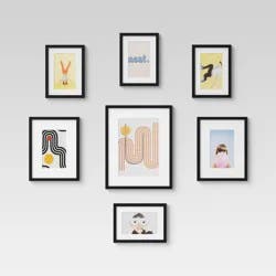 Set of 7 Gallery Frame Set Black - Room Essentials™: Modern Style, MDF, Easel & Sawtooth Back, for Wall/Tabletop