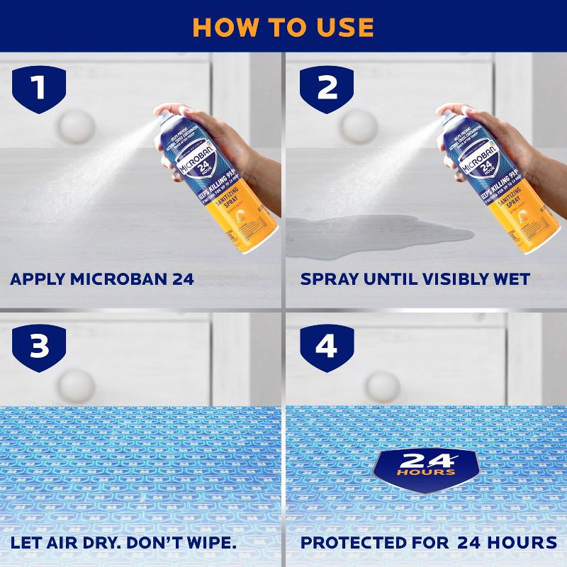 slide 2 of 7, Microban Citrus Scent 24 Hour Disinfectant Sanitizing Spray - 15 fl oz, 15 fl oz