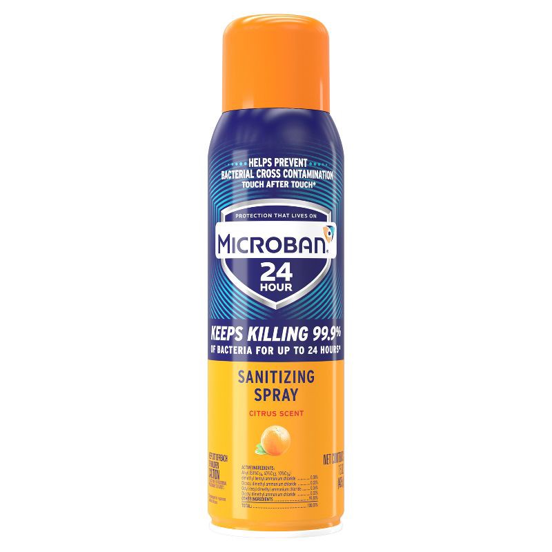 slide 1 of 7, Microban Citrus Scent 24 Hour Disinfectant Sanitizing Spray - 15 fl oz, 15 fl oz