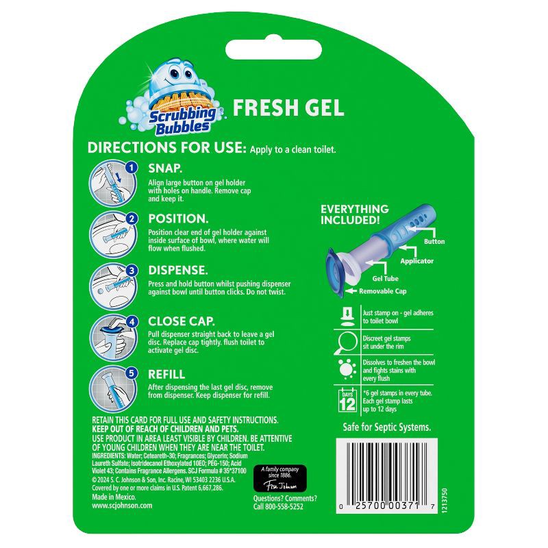 slide 3 of 7, Scrubbing Bubbles Fresh Gel Toilet Bowl Cleaner Stamps - Floral Fusion - 1.34oz/6ct, 1.34 oz, 6 ct