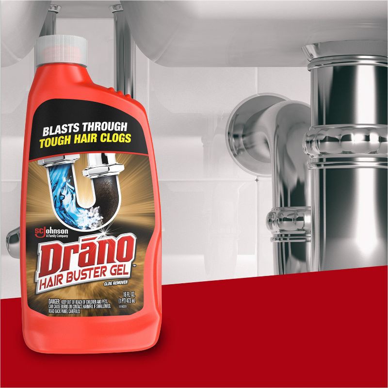 slide 2 of 7, Drano Unscented Hair Buster Gel Drain Cleaner & Clog Remover - 16 fl oz, 16 fl oz
