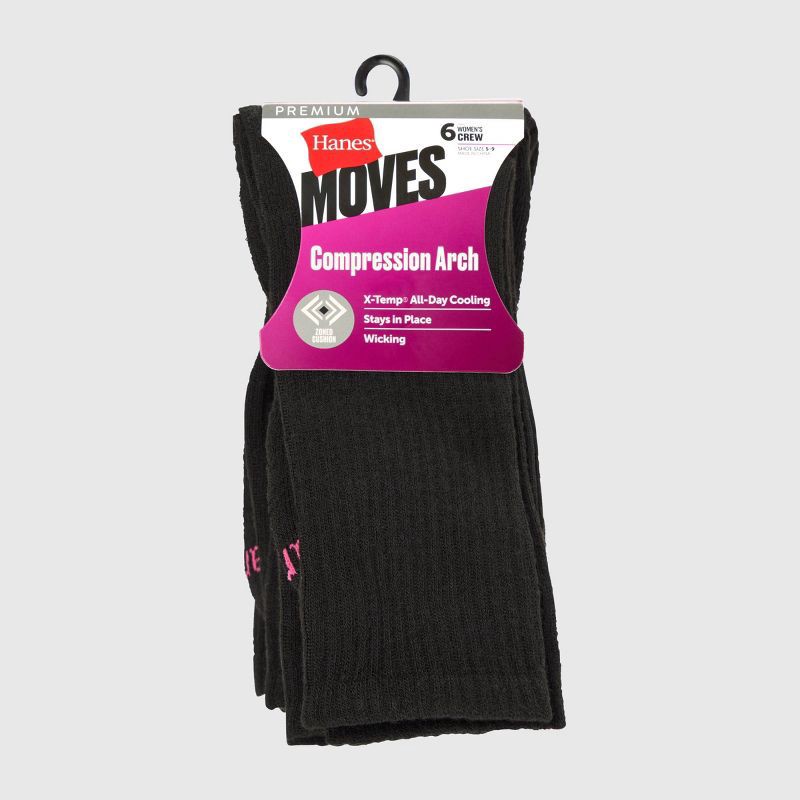 slide 3 of 4, Hanes Moves Premium Women's 6pk Crew Socks, X-Temp Size 5-9, 6 ct