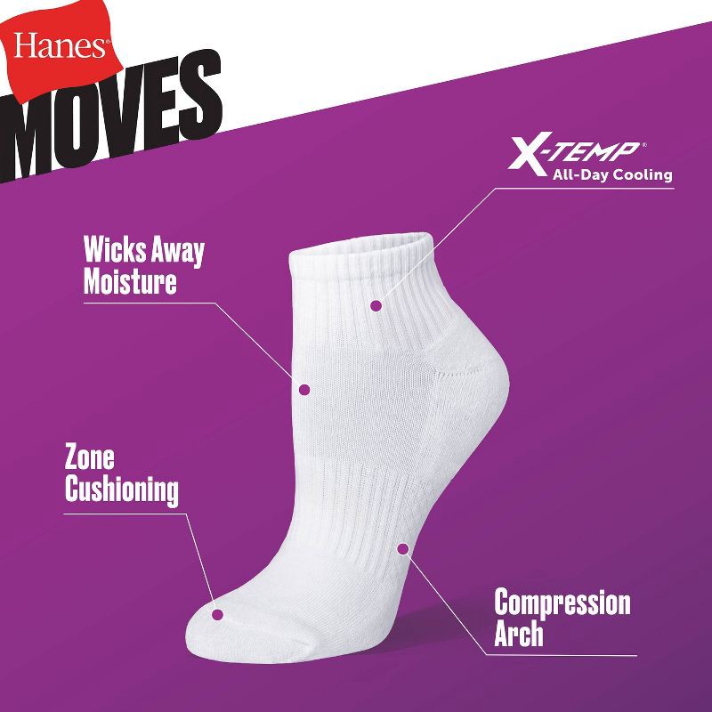 slide 4 of 4, Hanes Moves Premium Women's 6pk Ankle Socks, X-Temp Extended Size 8-10, 6 ct