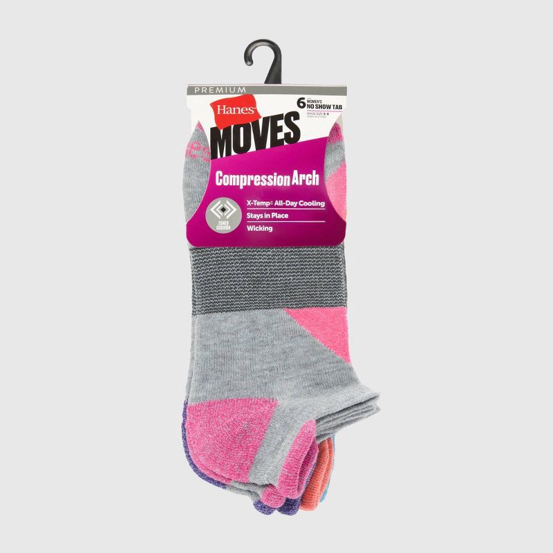 slide 3 of 4, Hanes Moves Premium Women's 6pk Heel Shield Socks, X-Temp Size 5-9, 6 ct