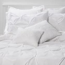 8pc Queen Pinch Pleat Comforter Set White - Threshold™: Elegant Bedding Ensemble, Polyester, OEKO-TEX Certified