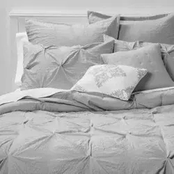 8pc King Pinch Pleat Comforter Set Gray - Threshold™