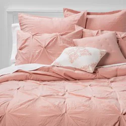 8pc King Pinch Pleat Comforter Set Blush - Threshold™: Polyester, Machine Washable, OEKO-TEX Certified