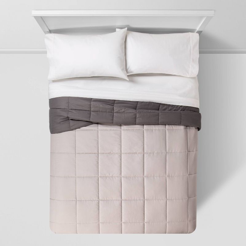 slide 5 of 5, Full/Queen Reversible Microfiber Solid Comforter Dark Gray/Light Gray - Room Essentials, 1 ct