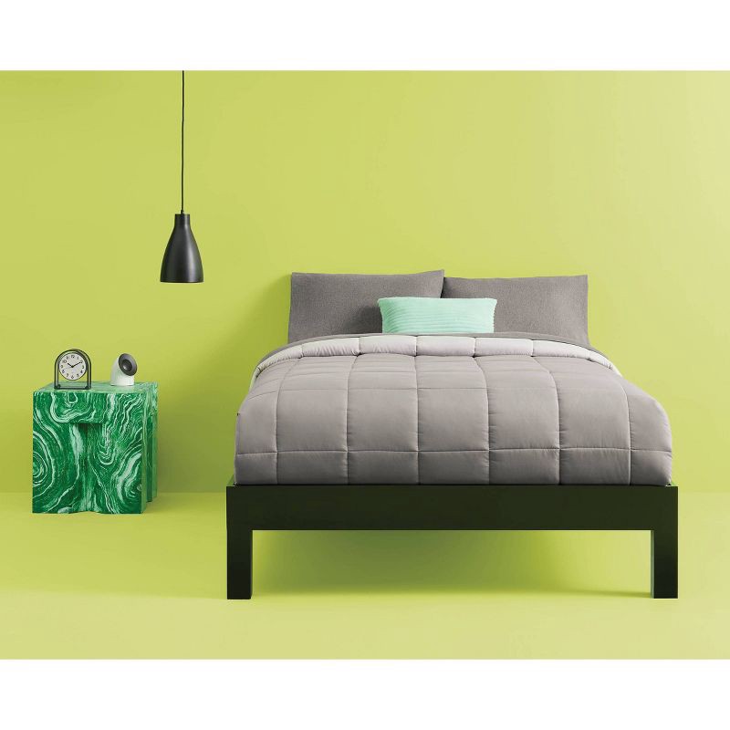 slide 4 of 5, Full/Queen Reversible Microfiber Solid Comforter Dark Gray/Light Gray - Room Essentials, 1 ct