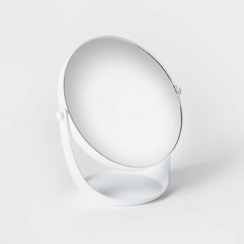 slide 1 of 1, Plastic Vanity Mirror White - Room Essentials™: Round, Matte Finish, Magnifying, No Assembly Required, 1 ct