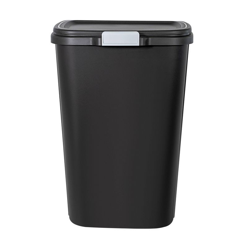 slide 3 of 5, Hefty 13gal Odor Block Trash Can Black: Kitchen Touch-Top Garbage Can, Tight-Fitting Lid, Indoor, Rectangle, Matte Finish, 13 gal