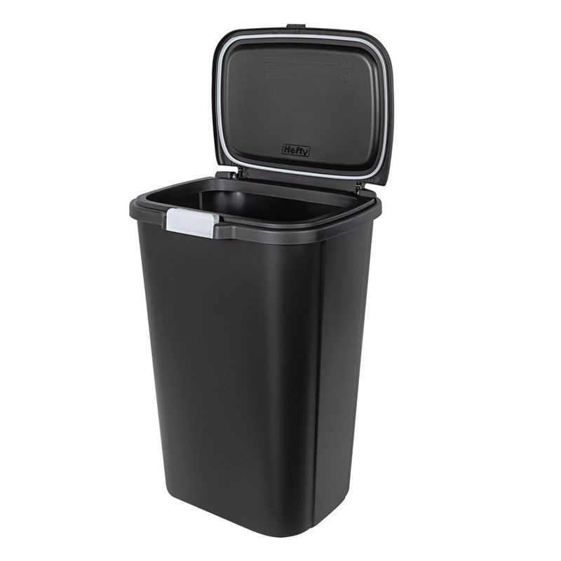 slide 5 of 5, Hefty 13gal Odor Block Trash Can Black: Kitchen Touch-Top Garbage Can, Tight-Fitting Lid, Indoor, Rectangle, Matte Finish, 13 gal