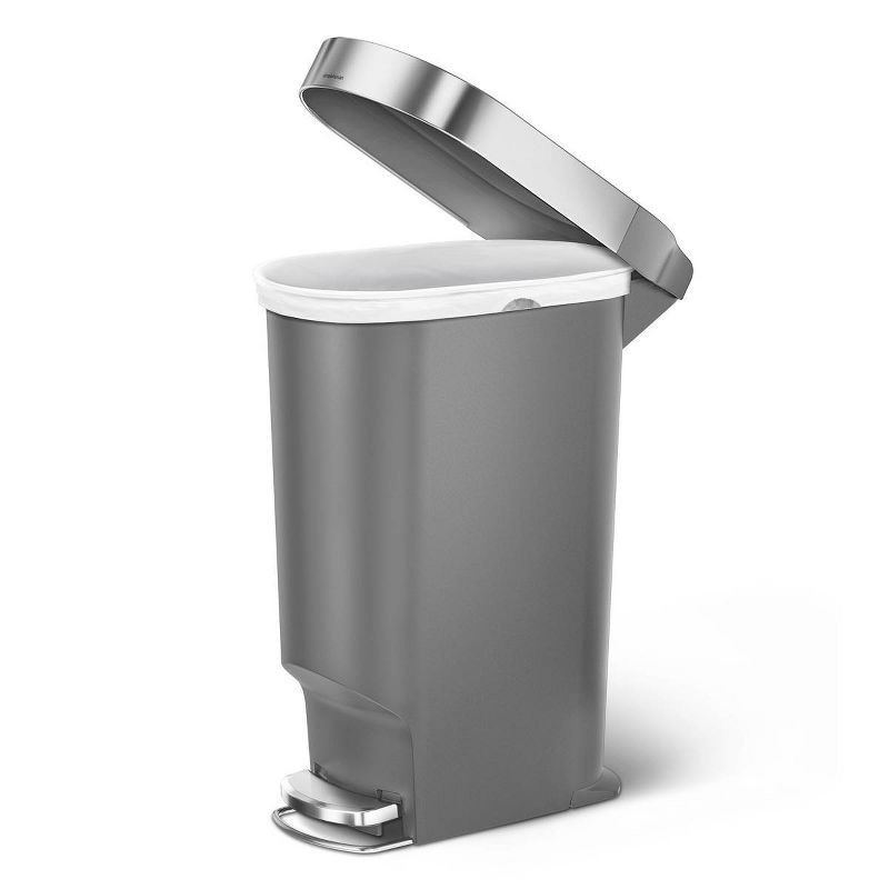 slide 3 of 4, Simplehuman 40L Slim Liner Rim Kitchen Step Trash Can Gray Plastic, 40 liter