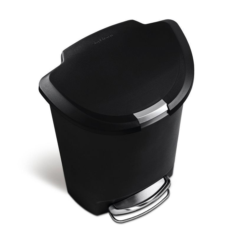 slide 5 of 8, simplehuman 13gal Semi-Round Kitchen Step Trash Can Black Plastic with Soft-Close Locking Lid, 13 gal