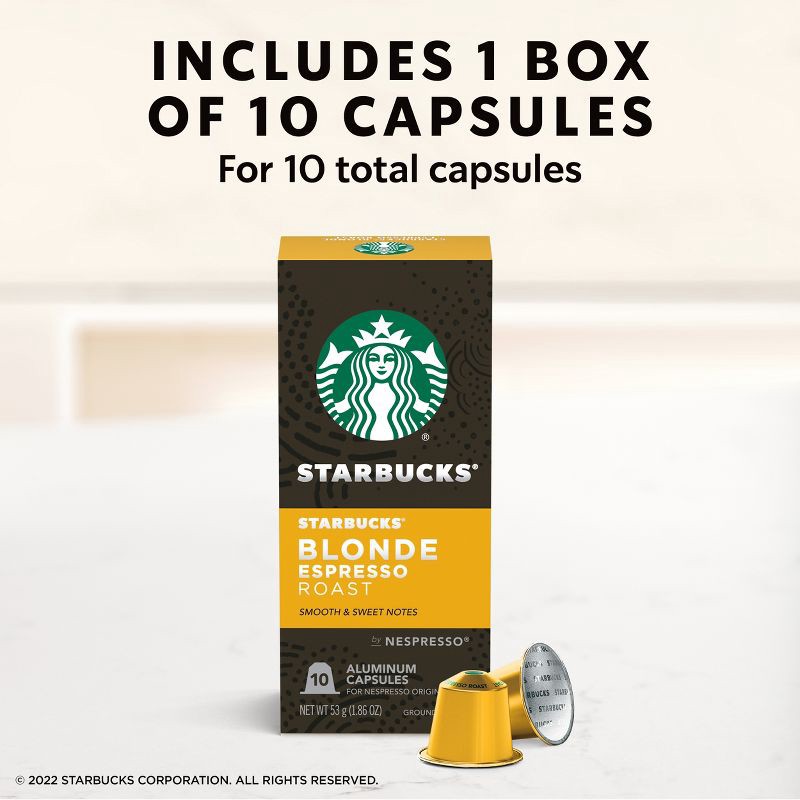 slide 3 of 8, Starbucks by Nespresso Original Line Pods Light Roast Coffee Blonde Espresso Roast - 10ct, 10 ct