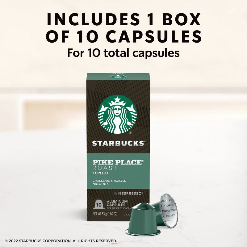 slide 3 of 8, Starbucks by Nespresso Original Line Pods Medium Roast Coffee Pike Place Roast - 10ct, 10 ct