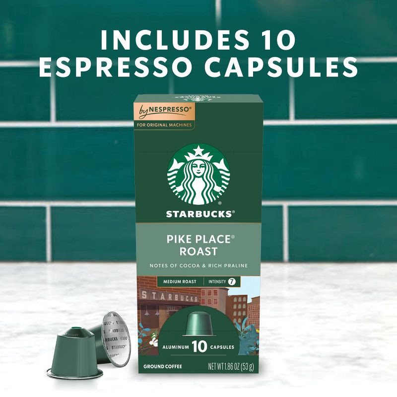 slide 4 of 9, Starbucks by Nespresso Original Line Pods Medium Roast Coffee Pike Place Roast - 10ct, 10 ct