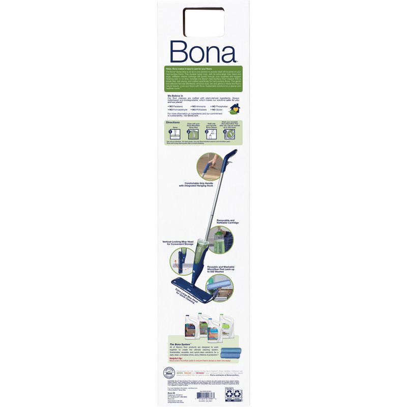 slide 7 of 9, Bona Floor Mop Starter Kit - 1 Spray Mop, 1 Reusable Microfiber Pad, 1 Refillable Multi Surface Floor Cleaner Liquid, 1 ct