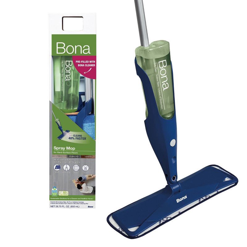 slide 1 of 9, Bona Floor Mop Starter Kit - 1 Spray Mop, 1 Reusable Microfiber Pad, 1 Refillable Multi Surface Floor Cleaner Liquid, 1 ct