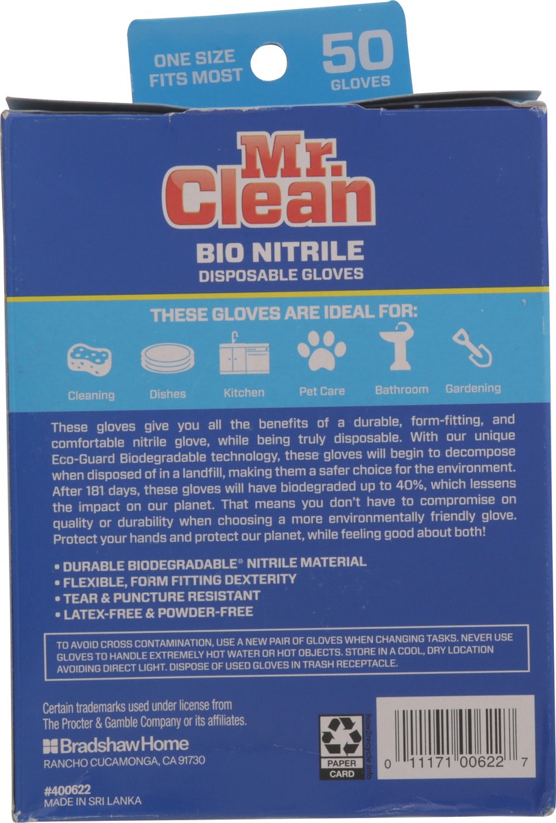 slide 2 of 11, Mr. Clean Bio Nitrile Disposable One Size Fits Most Gloves 50 Each, 50 ct