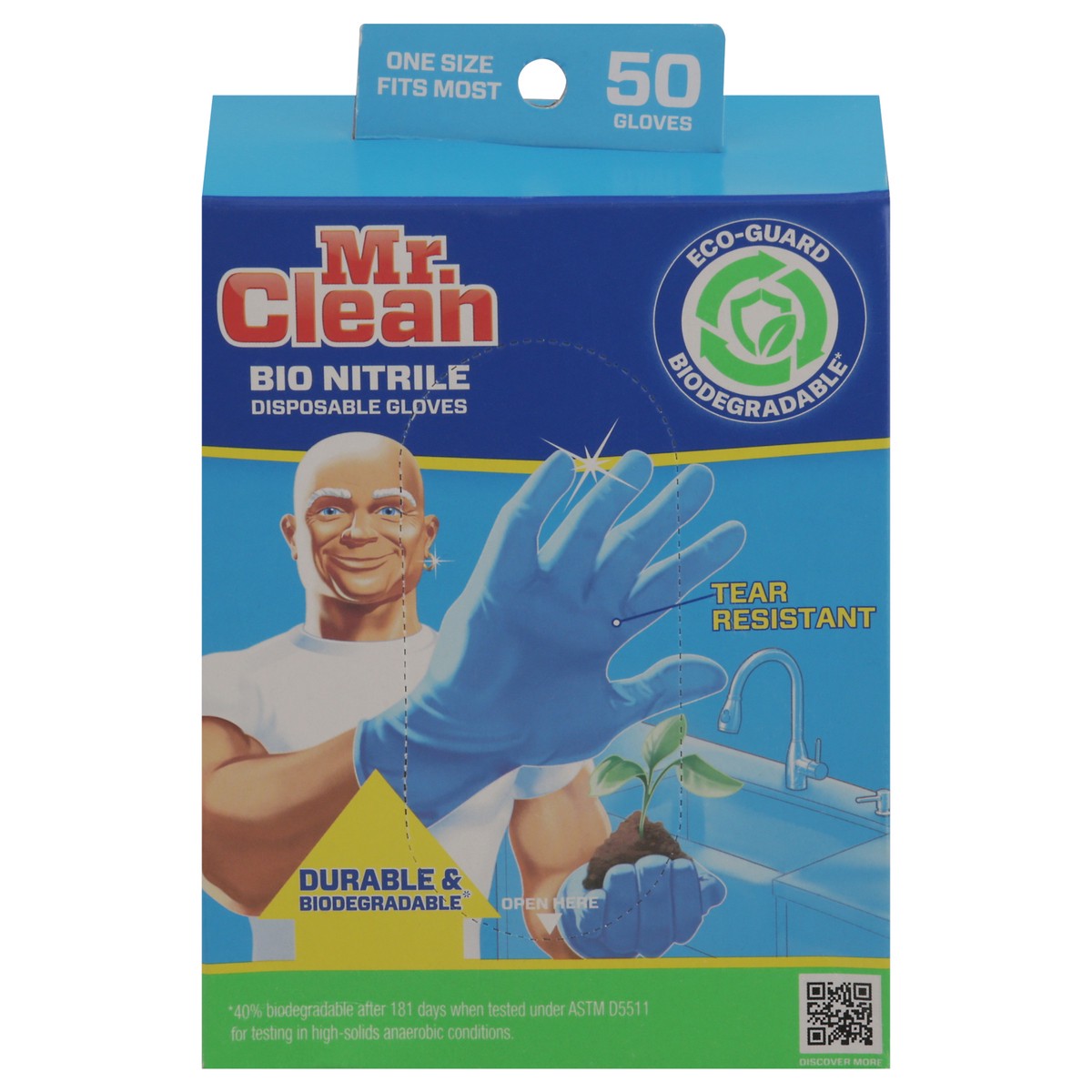 slide 10 of 11, Mr. Clean Bio Nitrile Disposable One Size Fits Most Gloves 50 Each, 50 ct