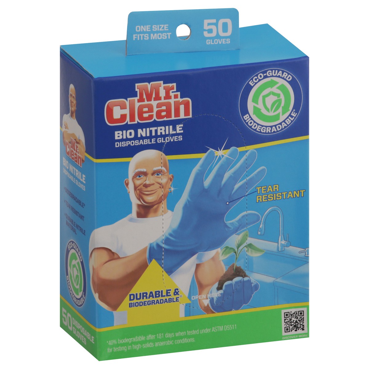 slide 4 of 11, Mr. Clean Bio Nitrile Disposable One Size Fits Most Gloves 50 Each, 50 ct