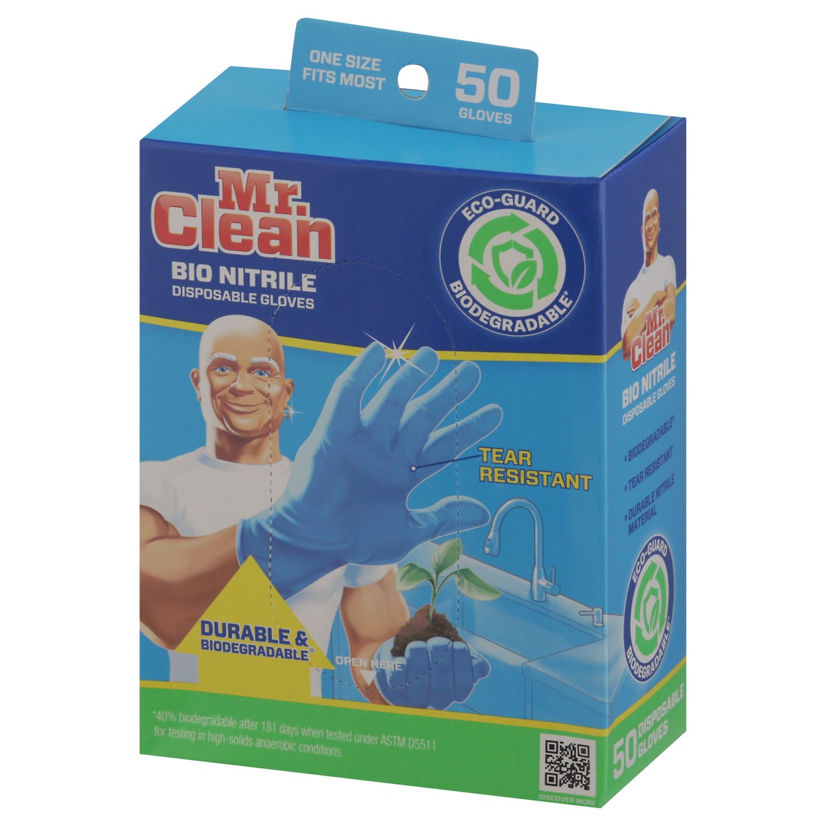 slide 9 of 11, Mr. Clean Bio Nitrile Disposable One Size Fits Most Gloves 50 Each, 50 ct