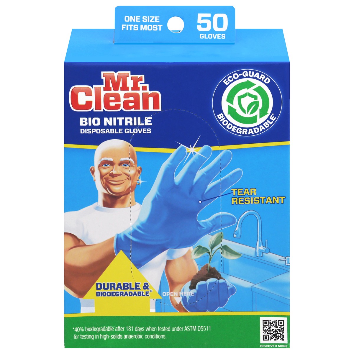 slide 1 of 11, Mr. Clean Bio Nitrile Disposable One Size Fits Most Gloves 50 Each, 50 ct
