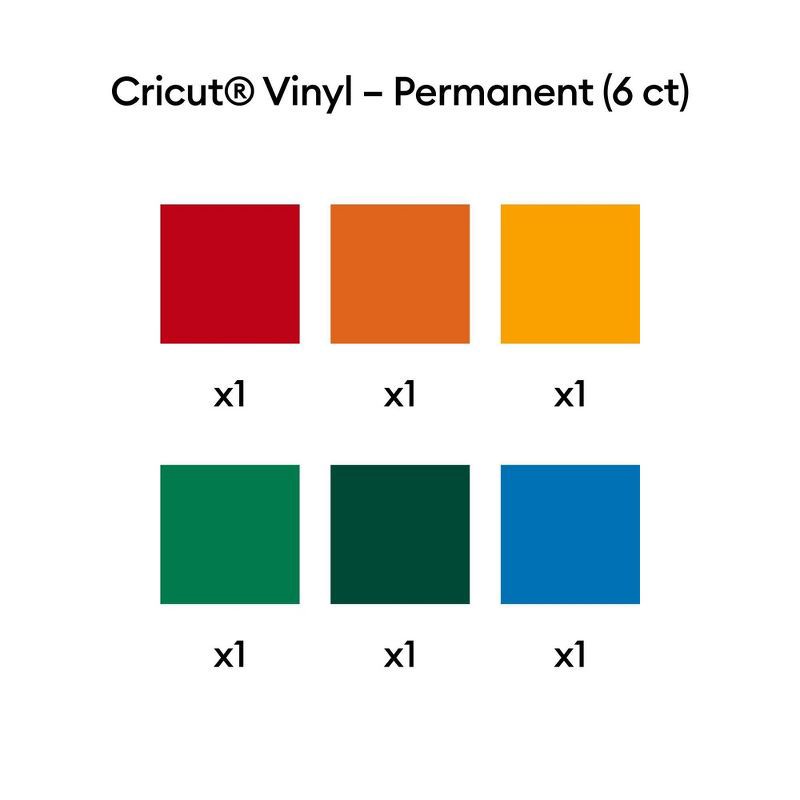 slide 2 of 9, Cricut Premium Permanent Vinyl Sampler Brights: Multicolor Craft Cutting Material for All Cricut Machines, 12"x12", 6 Pack, 6 ct