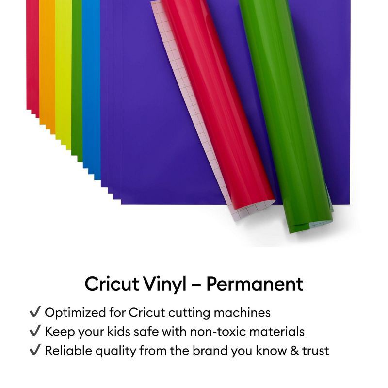slide 7 of 8, Cricut 12" x 48" Premium Glossy Permanent Vinyl White: Craft Cutting Material for All Cricut Machines, 1 ct