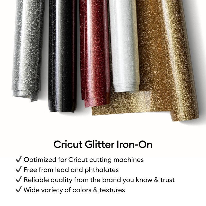 slide 7 of 7, Cricut 12"x19" Glitter Iron-On - Gold, 1 ct