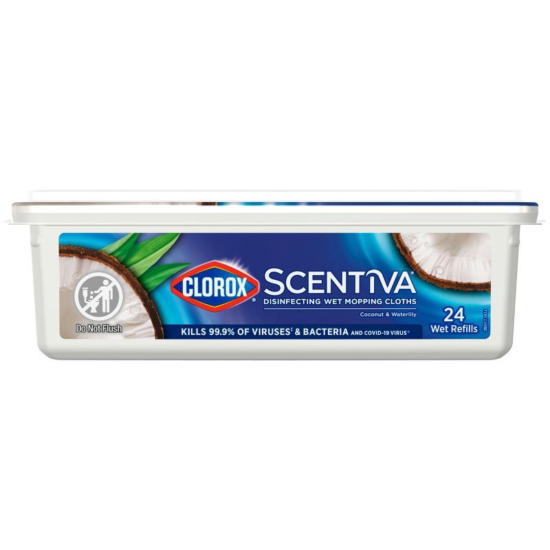 slide 2 of 18, Clorox Scentiva Disinfecting Wet Mopping Cloths - Coconut & Waterlily- 24ct, 24 ct