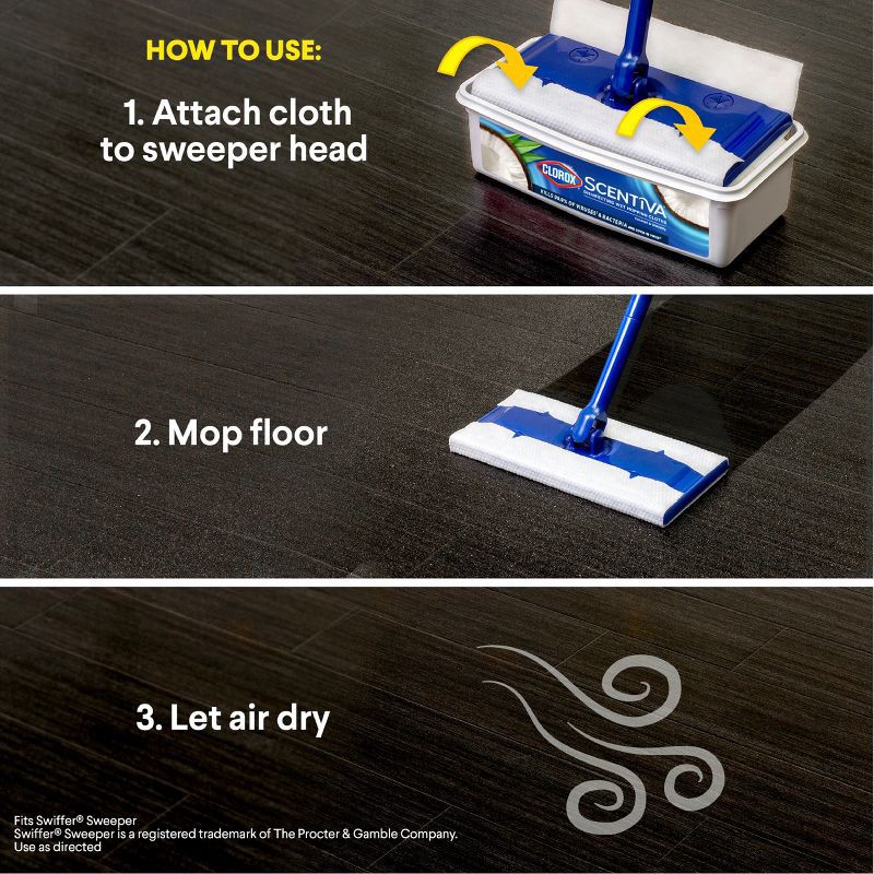 slide 4 of 18, Clorox Scentiva Disinfecting Wet Mopping Cloths - Coconut & Waterlily- 24ct, 24 ct