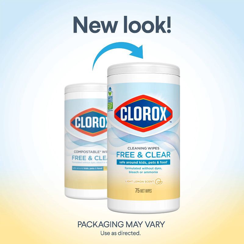 slide 3 of 14, Clorox Lemon Free & Clear Wipes - 75ct, 75 ct