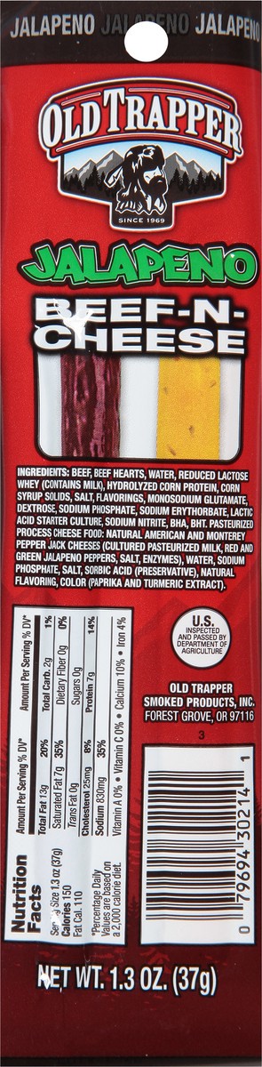 slide 8 of 9, Old Trapper Jalapeno Beef-N-Cheese 1.3 oz, 1.3 oz