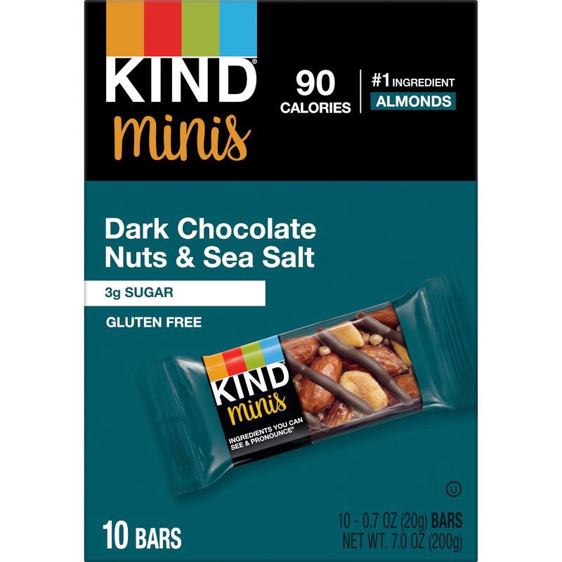 slide 2 of 7, KIND Minis Dark Chocolate Nuts Sea Salt - 0.6 / 10ct, 0.6 / 10 ct