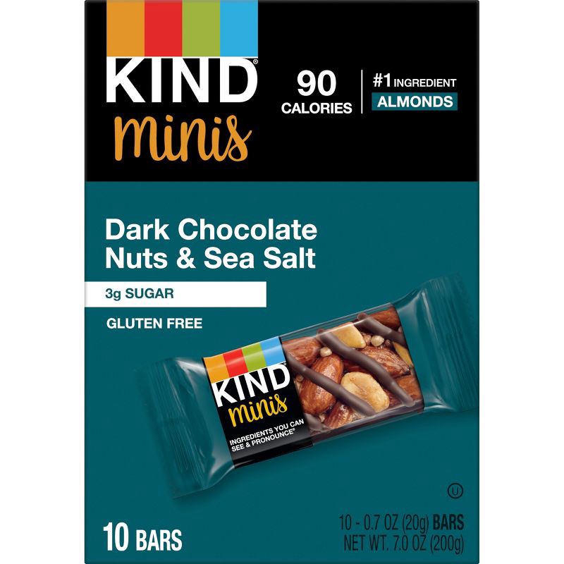 slide 2 of 7, KIND Minis Dark Chocolate Nuts Sea Salt - 7oz/10ct, 10 ct; 7 oz