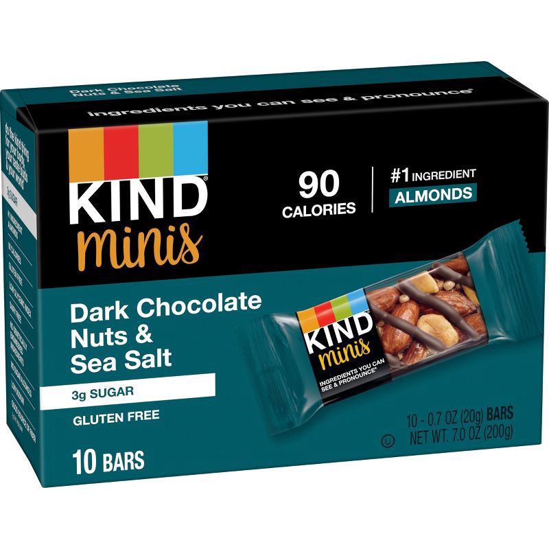 slide 3 of 7, KIND Minis Dark Chocolate Nuts Sea Salt - 0.6 / 10ct, 0.6 / 10 ct