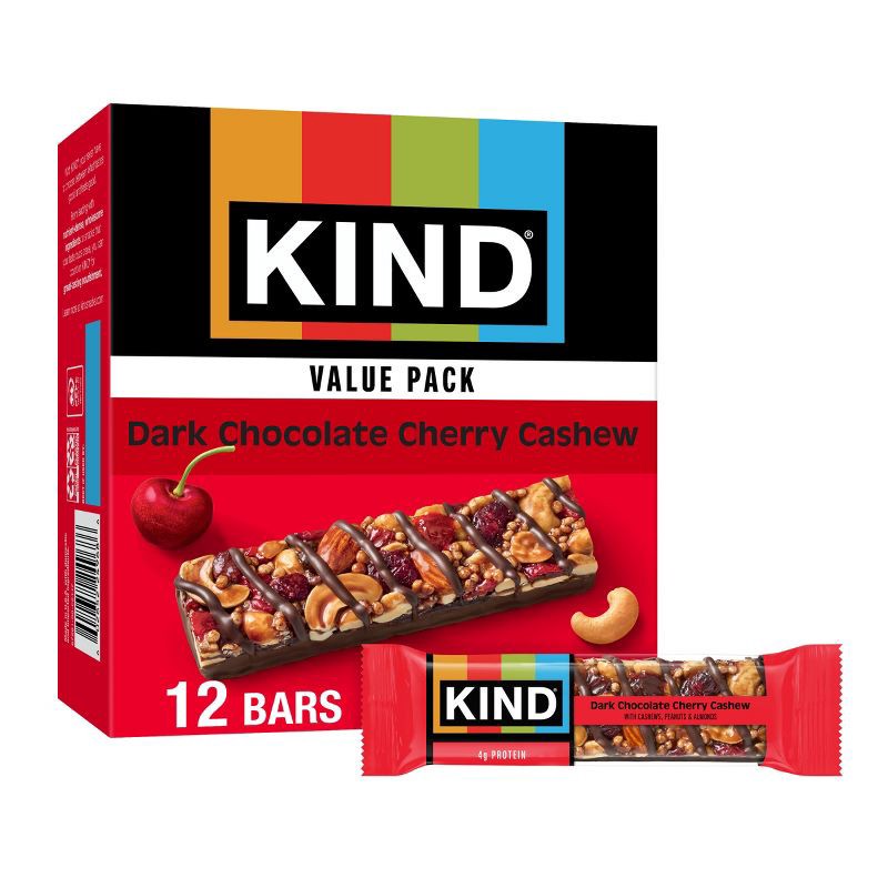 slide 1 of 6, KIND Bars Dark Cherry Cashew Gluten Free Snacks - 16.8oz/12ct, 16.8 oz, 12 ct