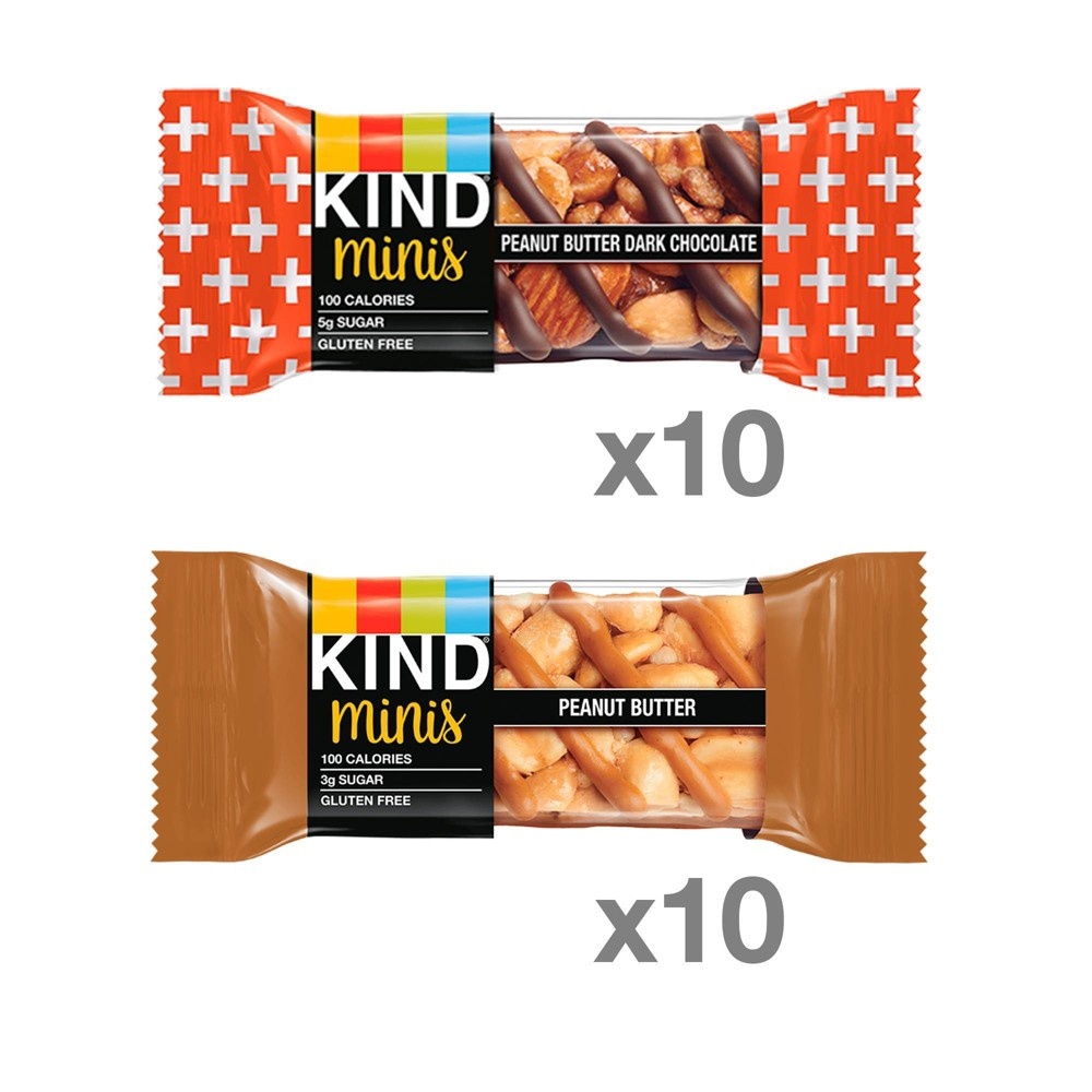 slide 4 of 6, KIND Minis Peanut Butter Dark Chocolate + Peanut Butter - 20ct, 20 ct