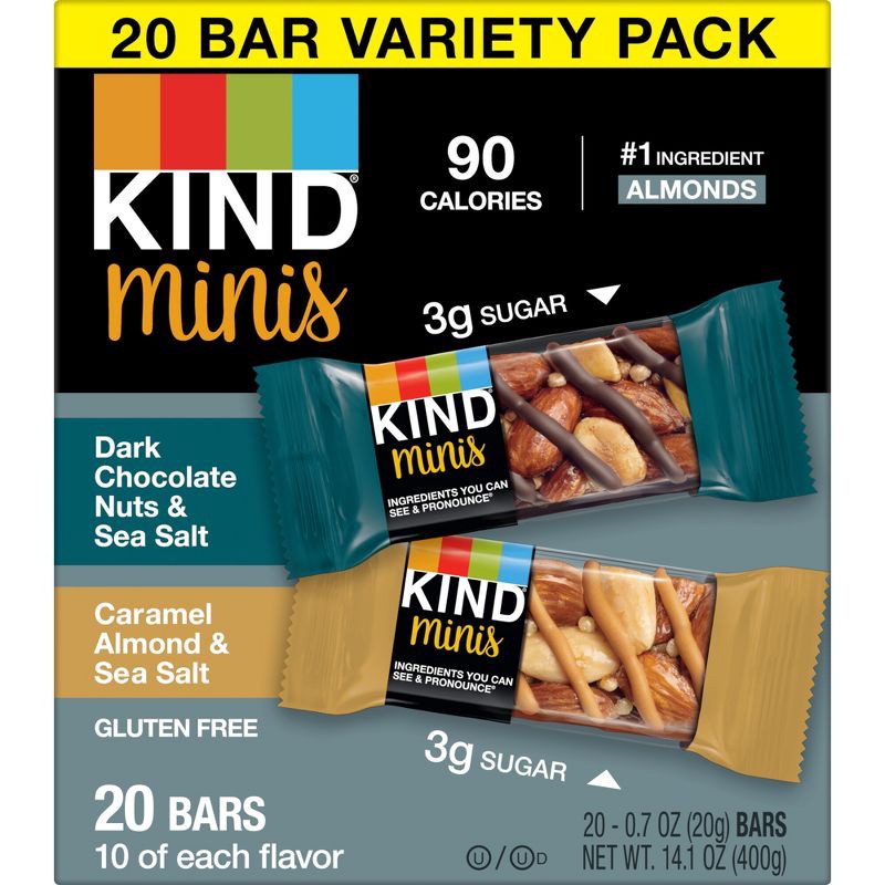 slide 2 of 9, KIND Minis Dark Chocolate & Caramel Almond - 14oz/20ct, 20 ct; 14 oz