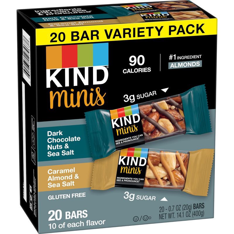 slide 3 of 9, KIND Minis Dark Chocolate & Caramel Almond - 14oz/20ct, 20 ct; 14 oz