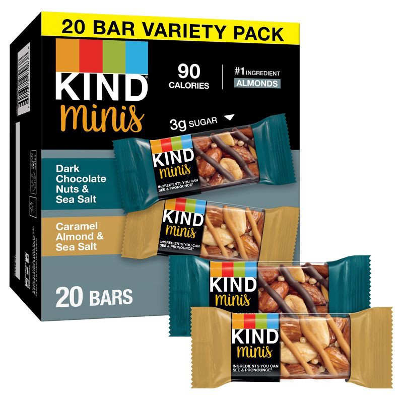 slide 1 of 9, KIND Minis Dark Chocolate & Caramel Almond - 14oz/20ct, 20 ct; 14 oz